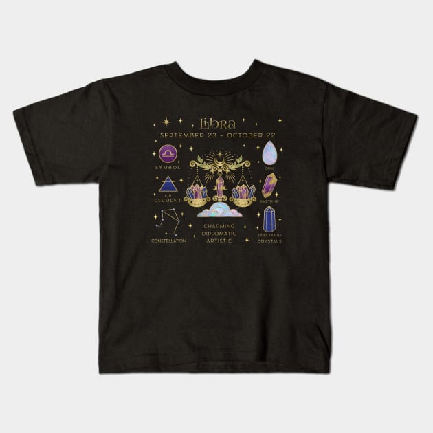 Crystal Zodiac Libra Collage Kids T-Shirt by moonstruck crystals